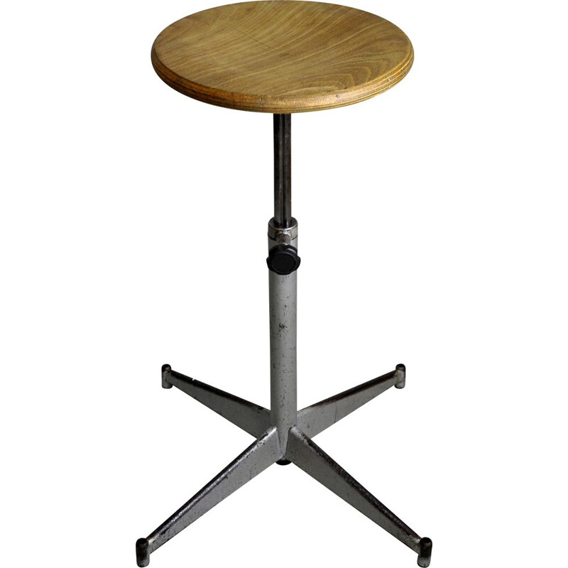 Vintage adjustable workshop stool 1950s