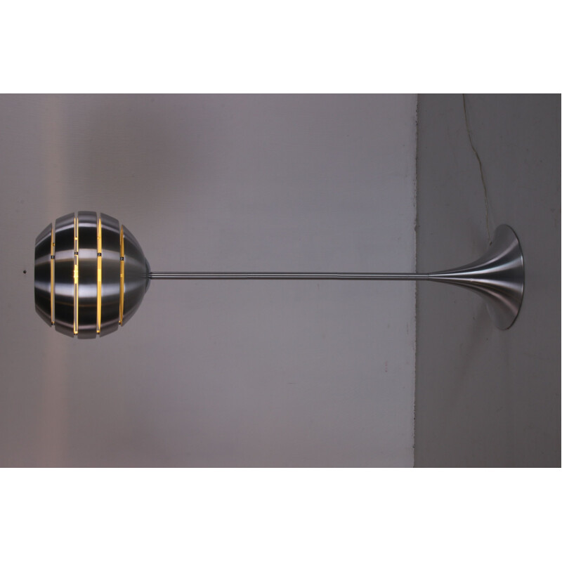 Vintage aluminum sleek floor lamp 1980s