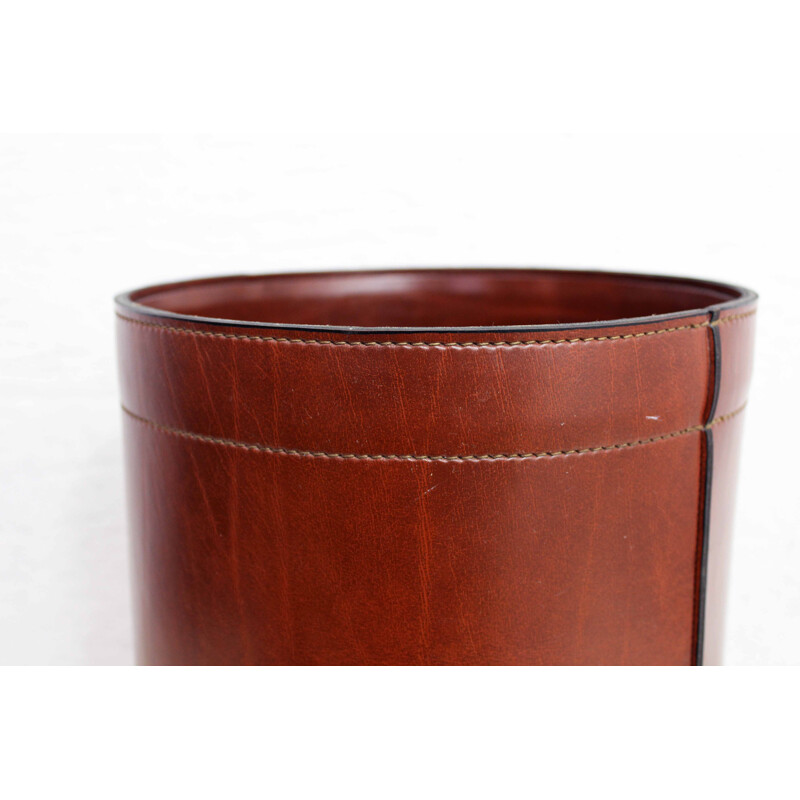 Vintage leather wastebasket 1950s