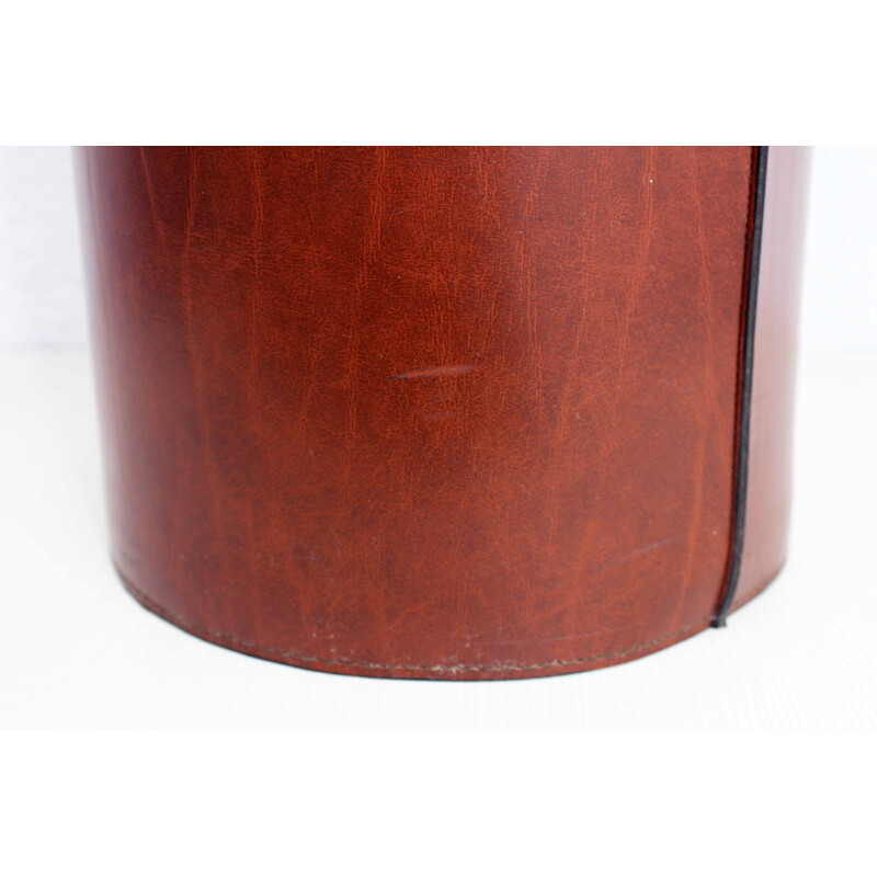 Vintage leather wastebasket 1950s