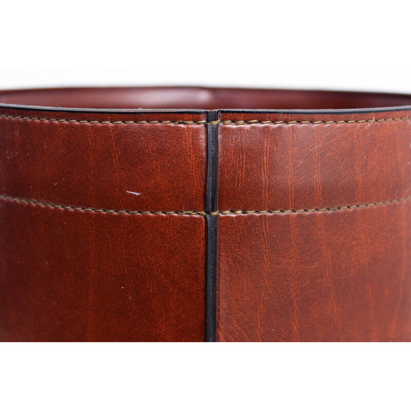 Vintage leather wastebasket 1950s