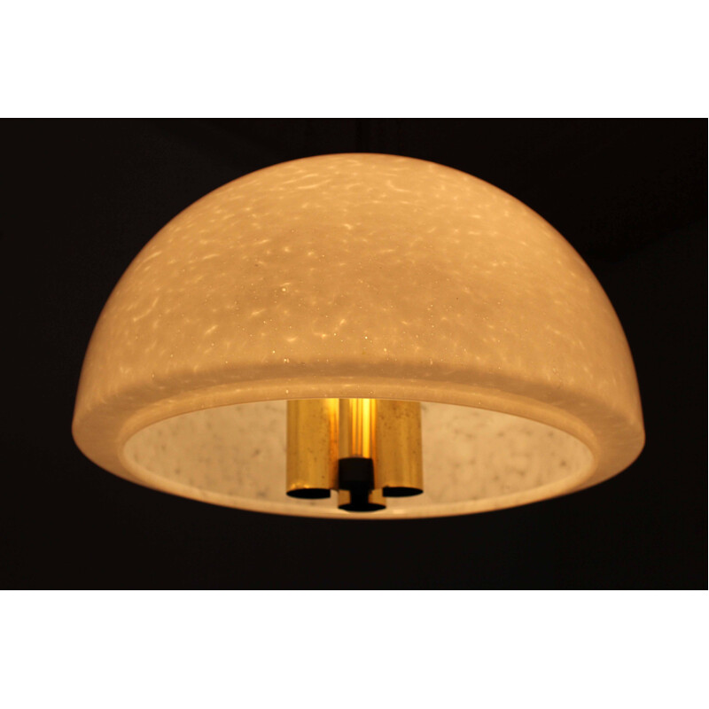 Vintage opaline and brass chandelier from Glashütte Limburg, Switzerland 1960