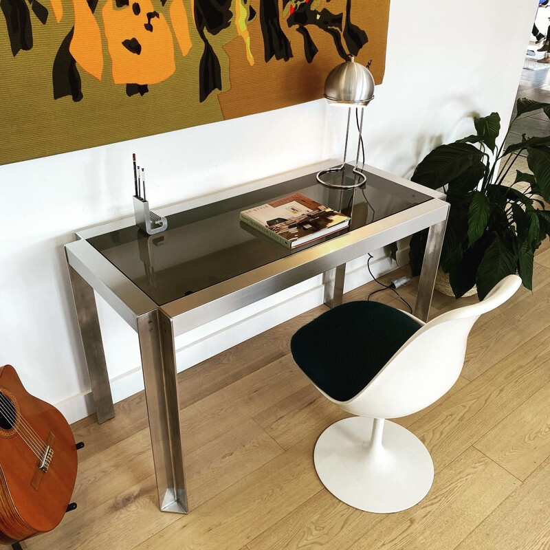 Vintage modernist aluminium desk by Georges Frydman for E.F.A, France 1960s