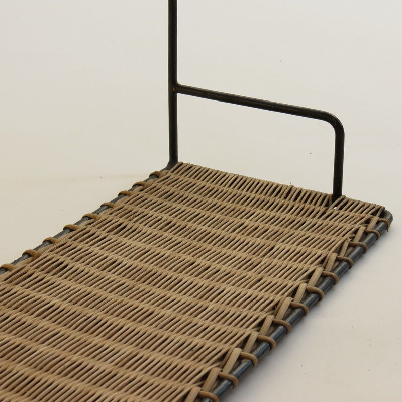 Vintage Cane And Metal Shelving By Guy Raoul, France 1950s