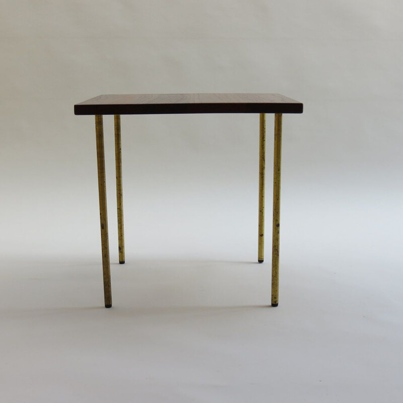Vintage Teak And Brass Side Table By Peter Hvidt For France And Daverkosen, Danish 1950s