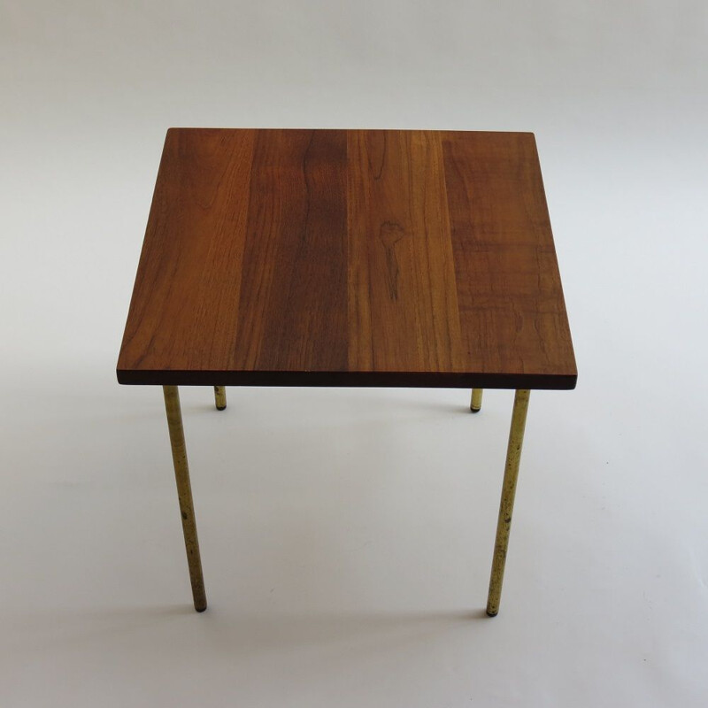 Vintage Teak And Brass Side Table By Peter Hvidt For France And Daverkosen, Danish 1950s