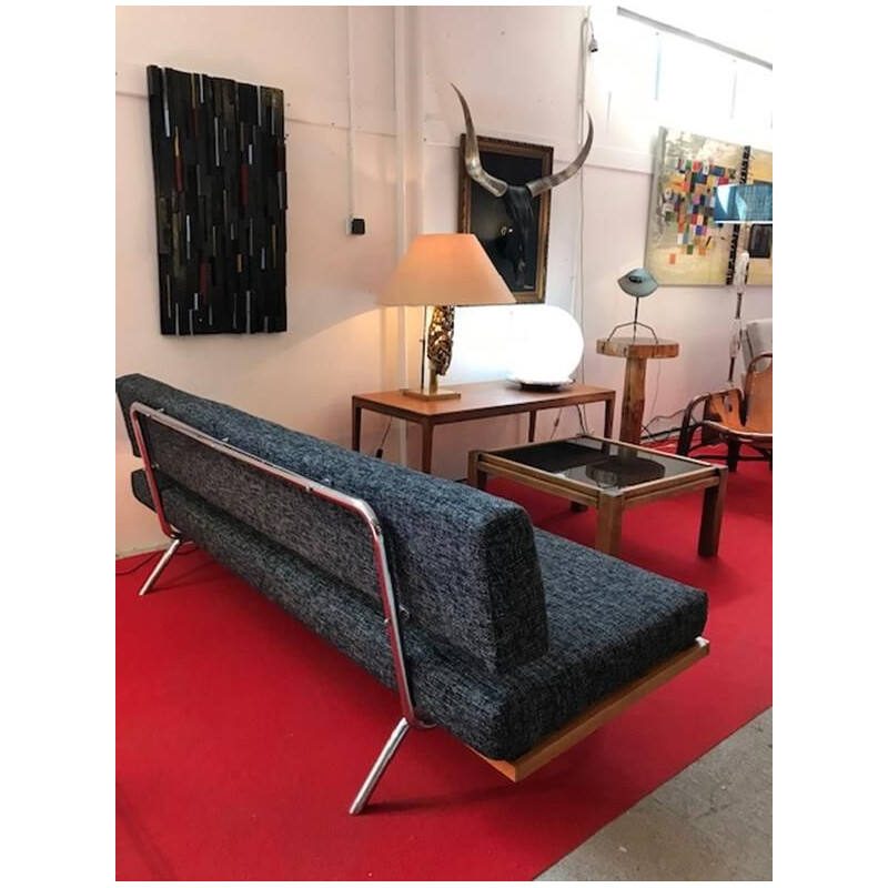 Vintage sofa chrome metal bed 1960s