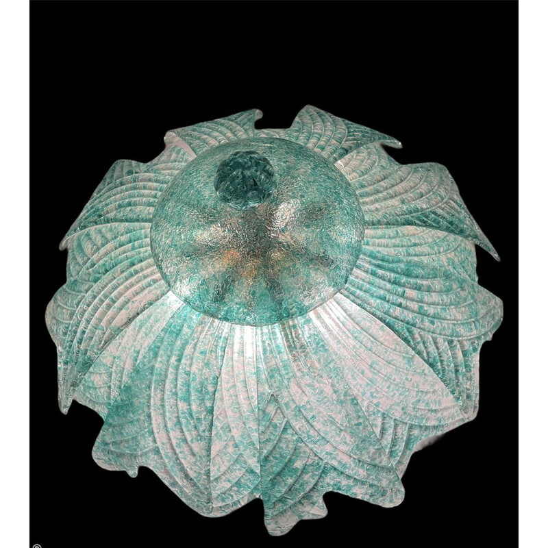 Large vintage Mint Green Murano Glass Flush Mount
