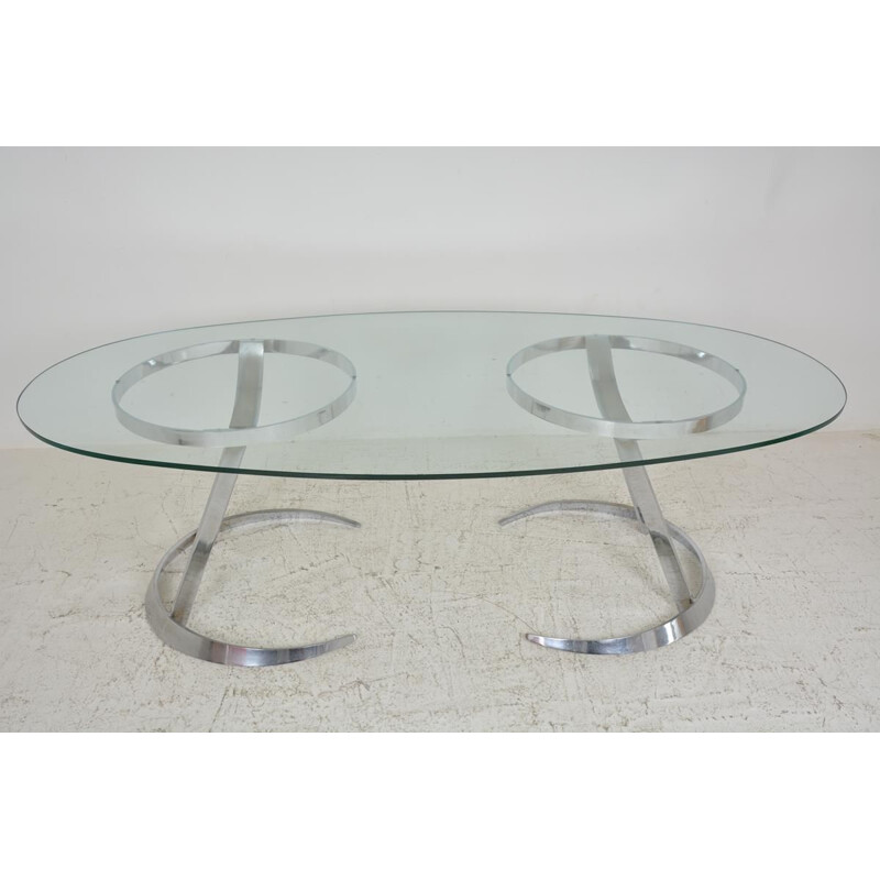 Vintage oval table Modern Furniture by Boris Tabacoff 1970s
