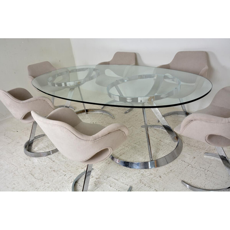 Vintage oval table Modern Furniture by Boris Tabacoff 1970s