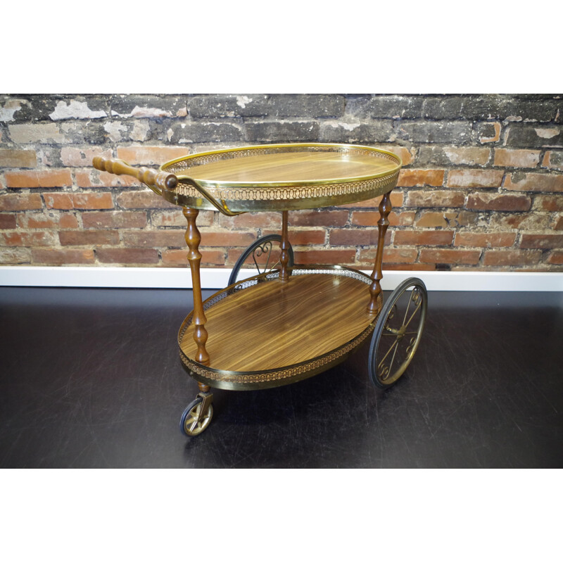 Vintage Neoclassical Brass Drinks Trolley 1960s 