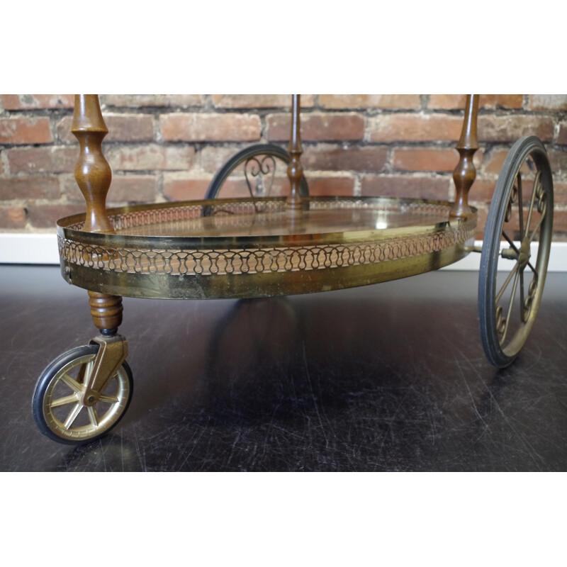 Vintage Neoclassical Brass Drinks Trolley 1960s 