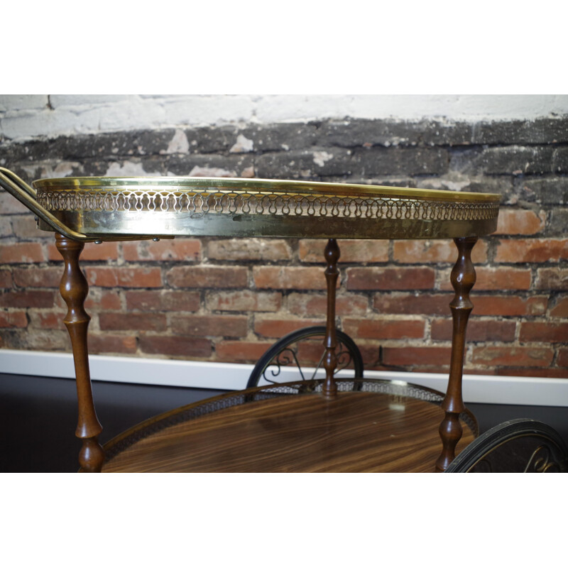 Vintage Neoclassical Brass Drinks Trolley 1960s 