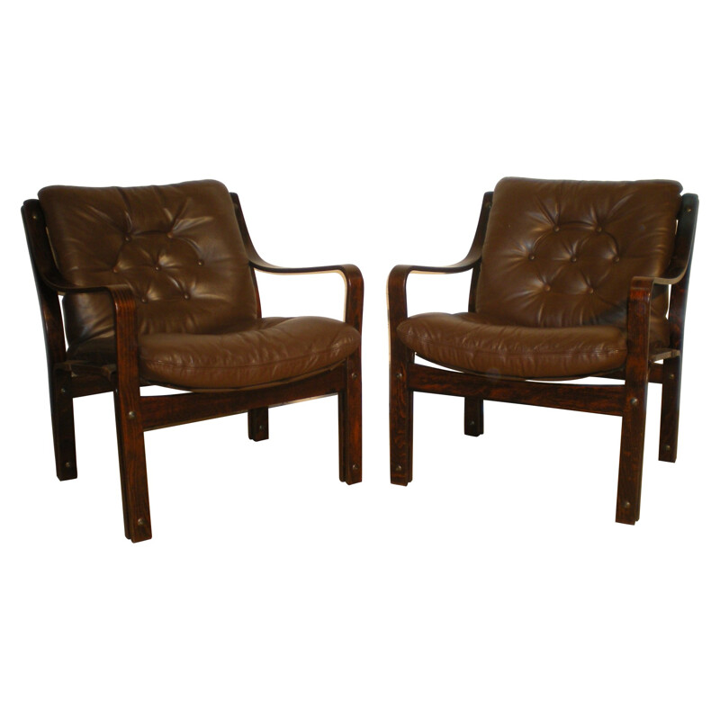 Scandinavian pair of armchairs - 1970s