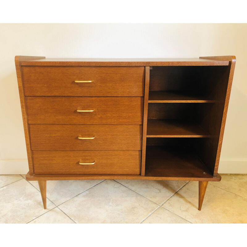 Vintage chest of drawers with 4 drawers and storage, Scandinavian 1960s