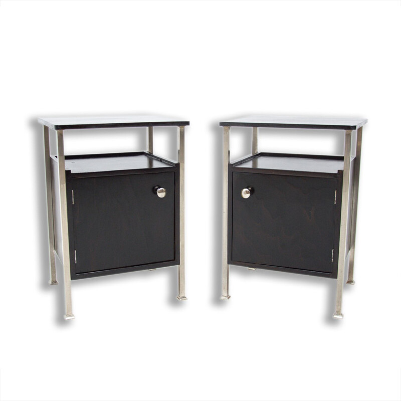 Pair of vintage chromed night stands by Kovona, Czechoslovakia 1950s