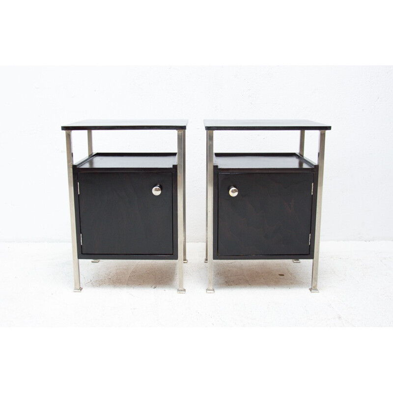 Pair of vintage chromed night stands by Kovona, Czechoslovakia 1950s