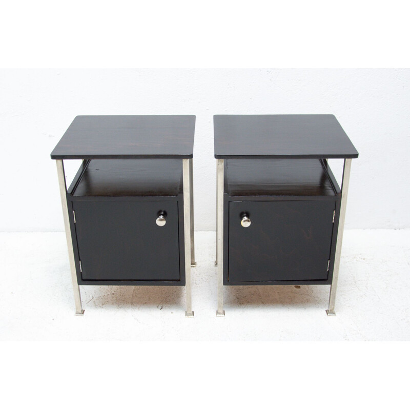 Pair of vintage chromed night stands by Kovona, Czechoslovakia 1950s