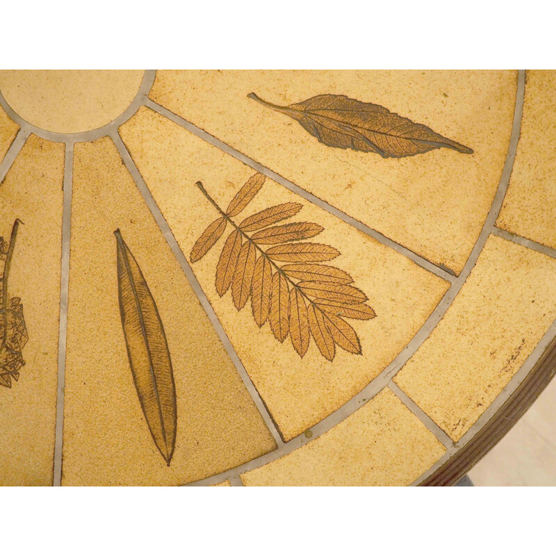 Vintage table "herbarium" by Roger Capron 1960s
