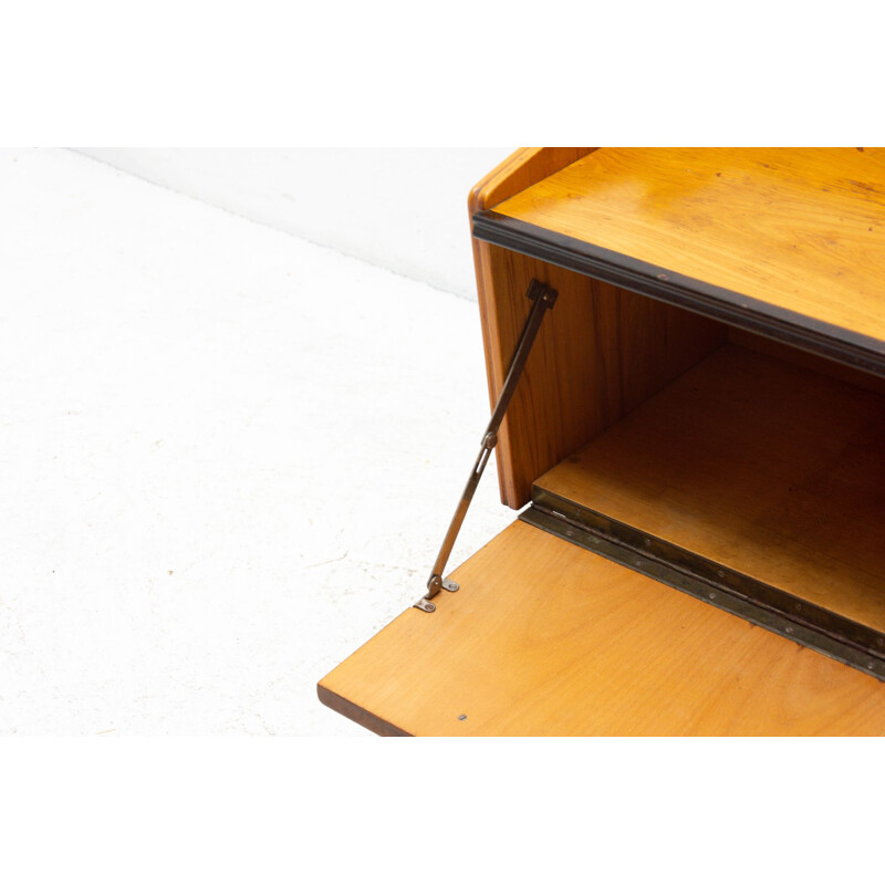 Pair of vintage Walnut and beech modern night stands, Czechoslovakia 1960s