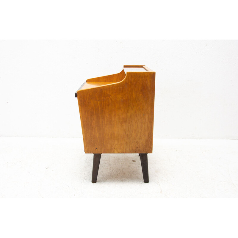 Pair of vintage Walnut and beech modern night stands, Czechoslovakia 1960s