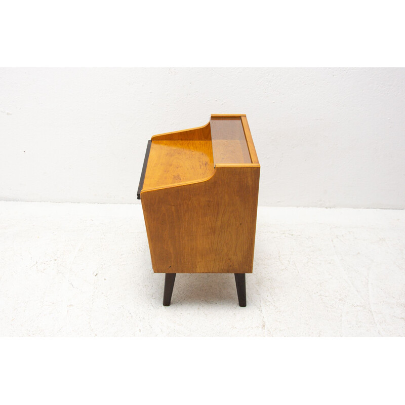 Pair of vintage Walnut and beech modern night stands, Czechoslovakia 1960s