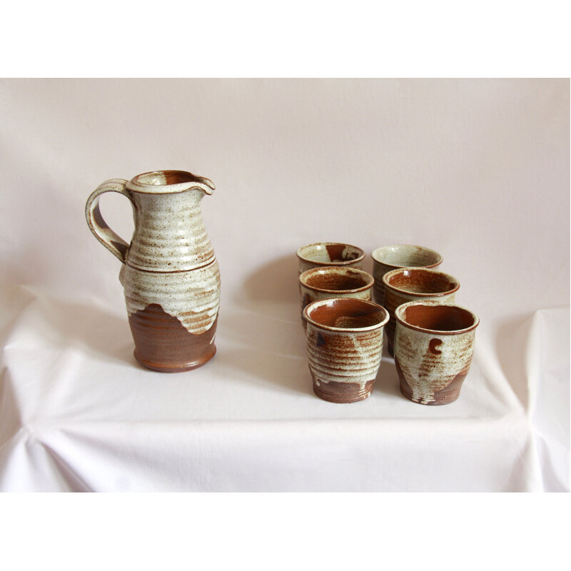 Vintage ceramic drinking set "Rame" by Giancarlo Scapin, Italy 1978