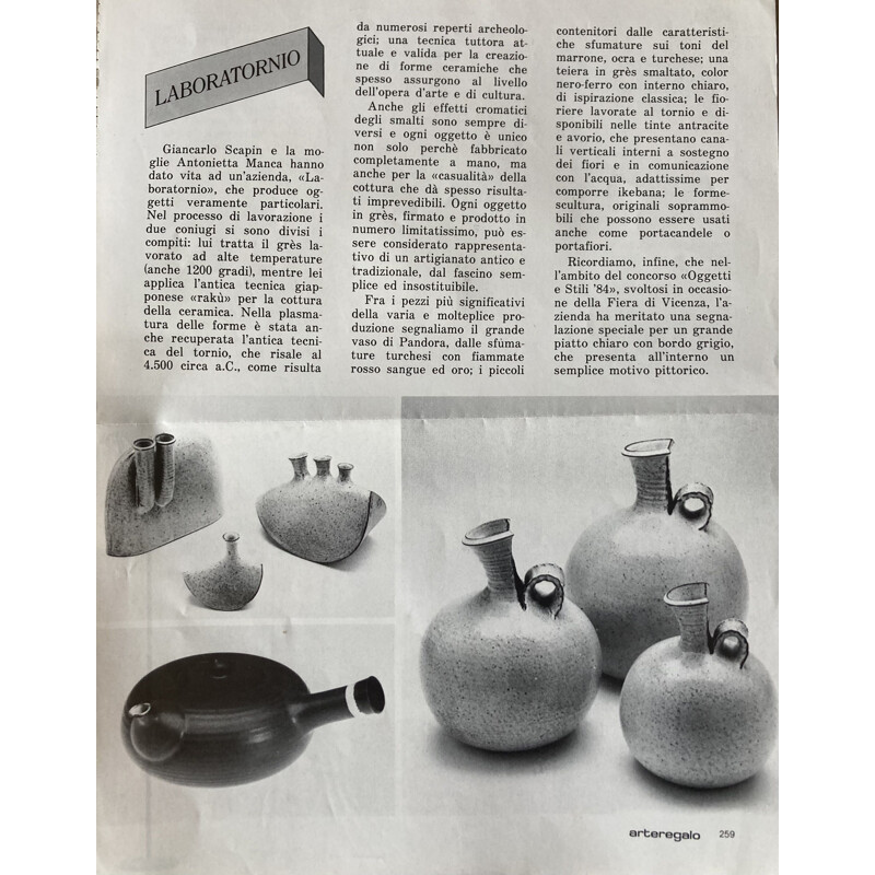 Set da bere vintage in ceramica "Rame" di Giancarlo Scapin, Italia 1978