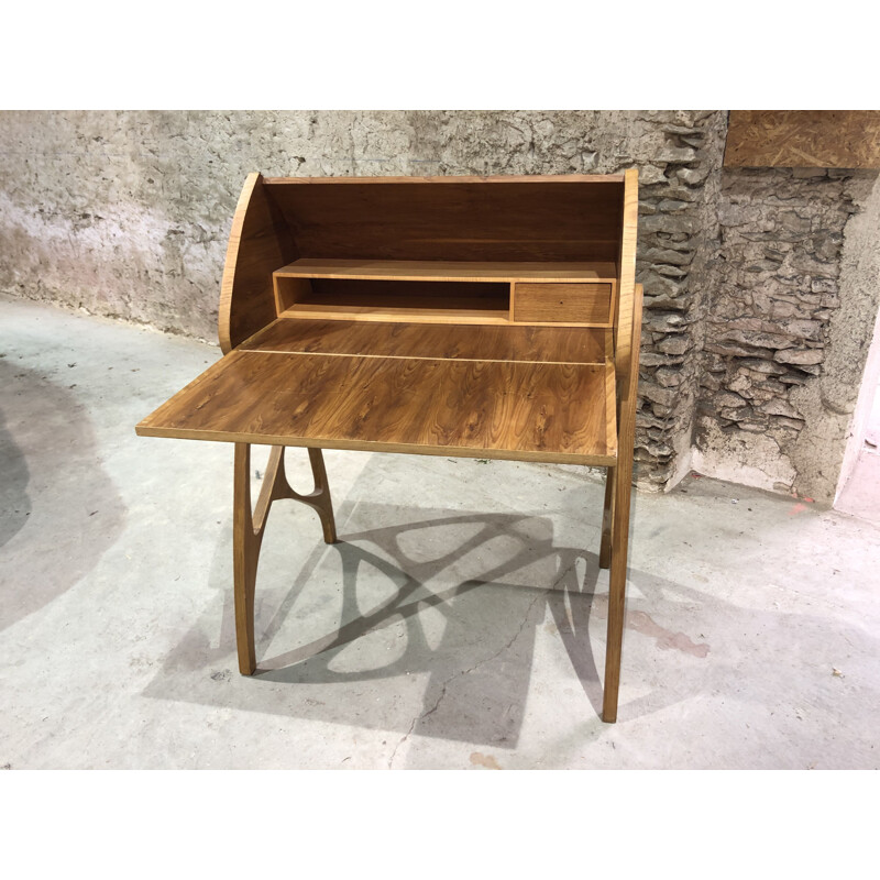 Vintage teak sloping desk 1980s