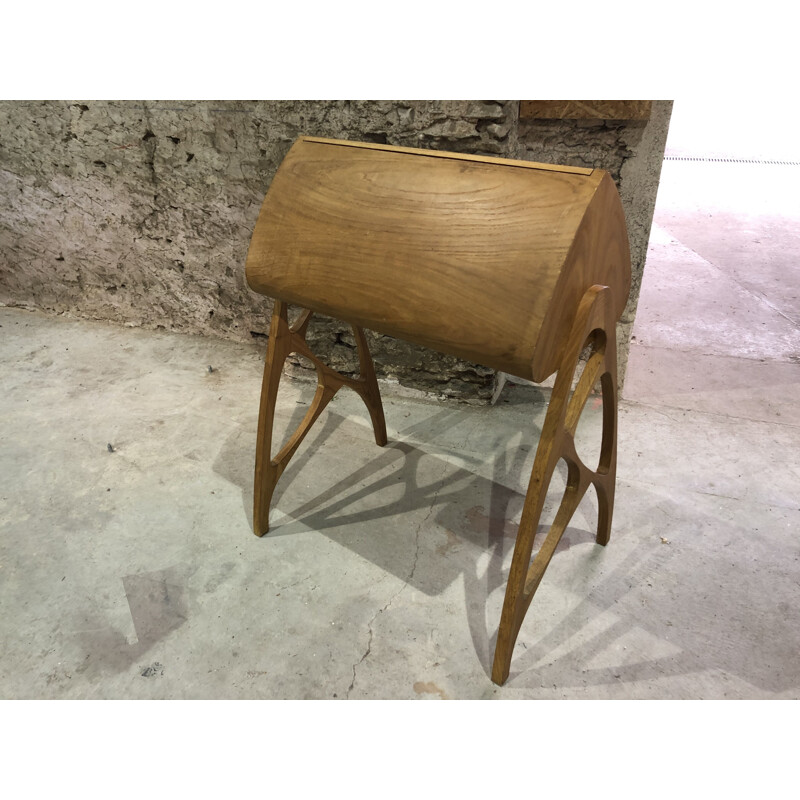 Vintage teak sloping desk 1980s