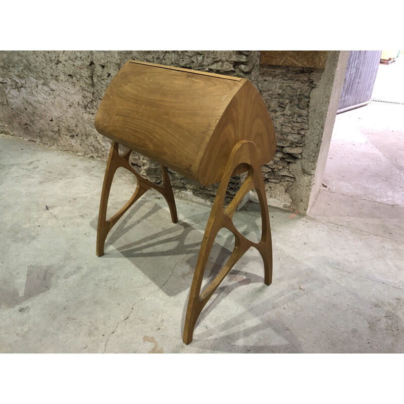 Vintage teak sloping desk 1980s