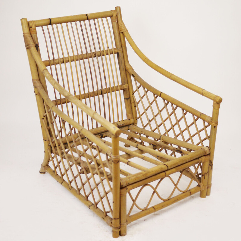 Vintage Bamboo Armchair 1960s