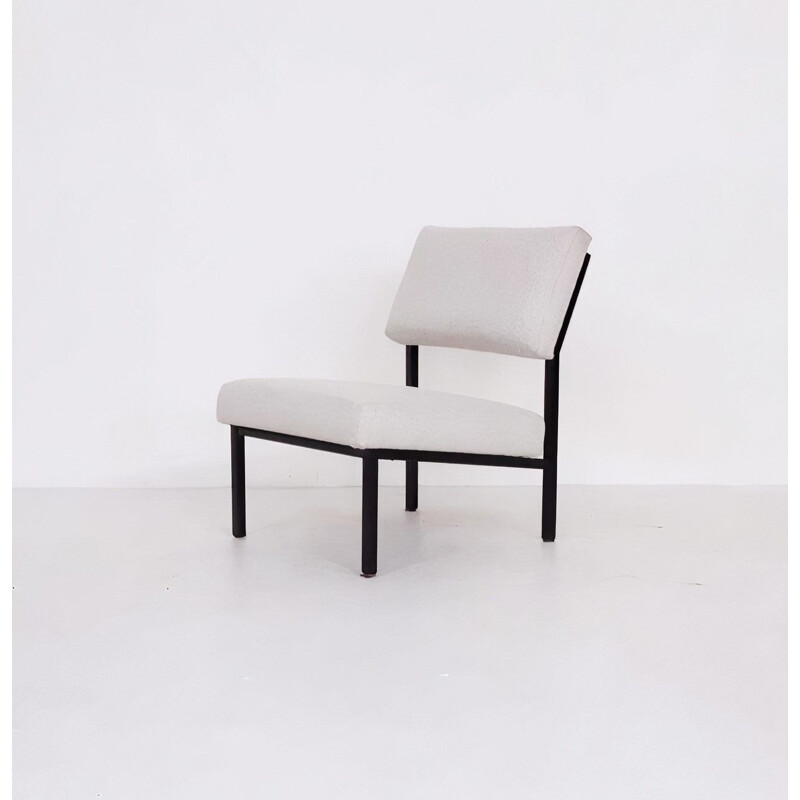 Vintage black lacquered metal armchair model 36DLA by Gijs van der Sluis, 1960