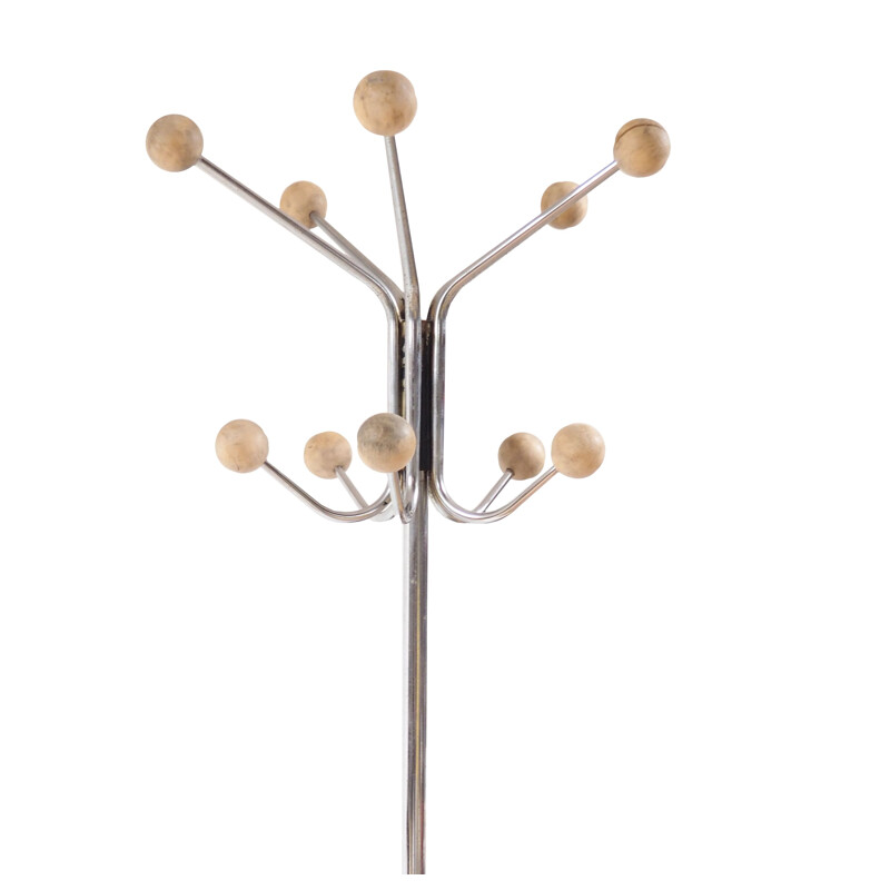 Vintage coat rack in chrome-plated metal