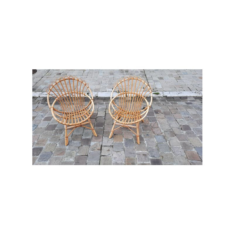 Vintage rattan armchairs 1950s