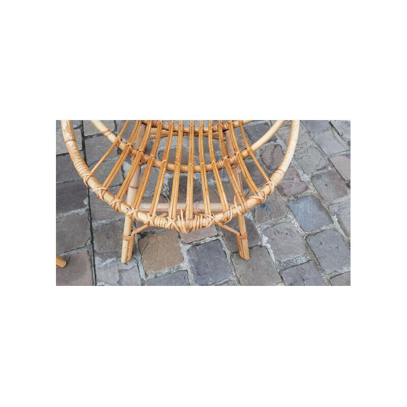 Fauteuils vintage en rotin 1950