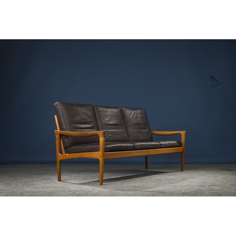 Vintage Teak 3 Seater Sofa by Illum Wikkelso for Glostrup, Denmark 1960s