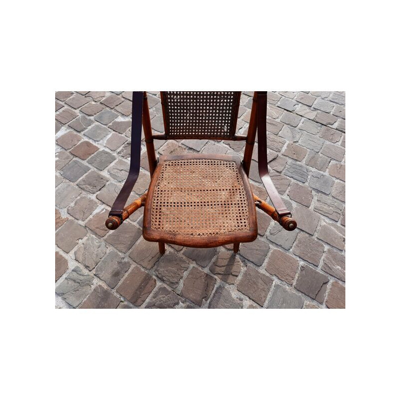 Sedia pieghevole vintage con bastone