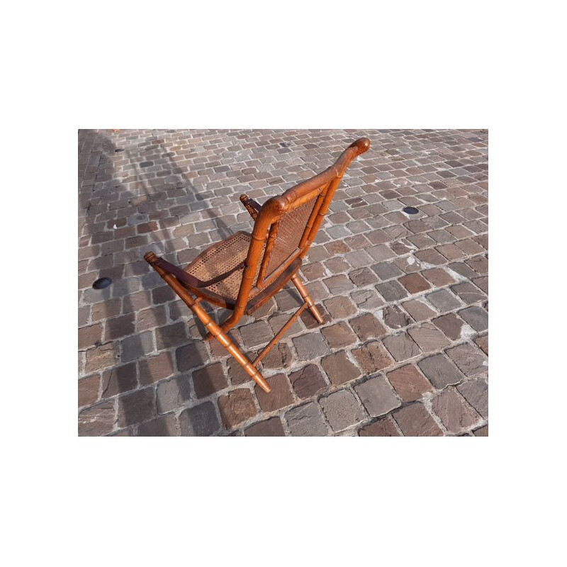 Vintage folding chair with cane