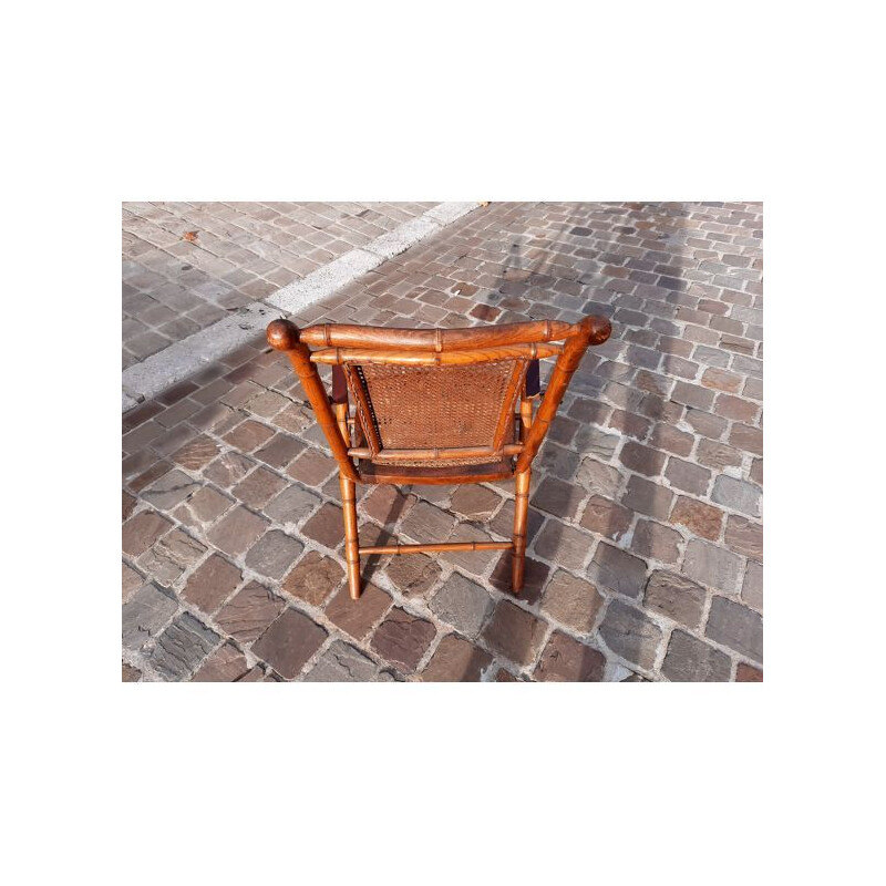 Vintage folding chair with cane