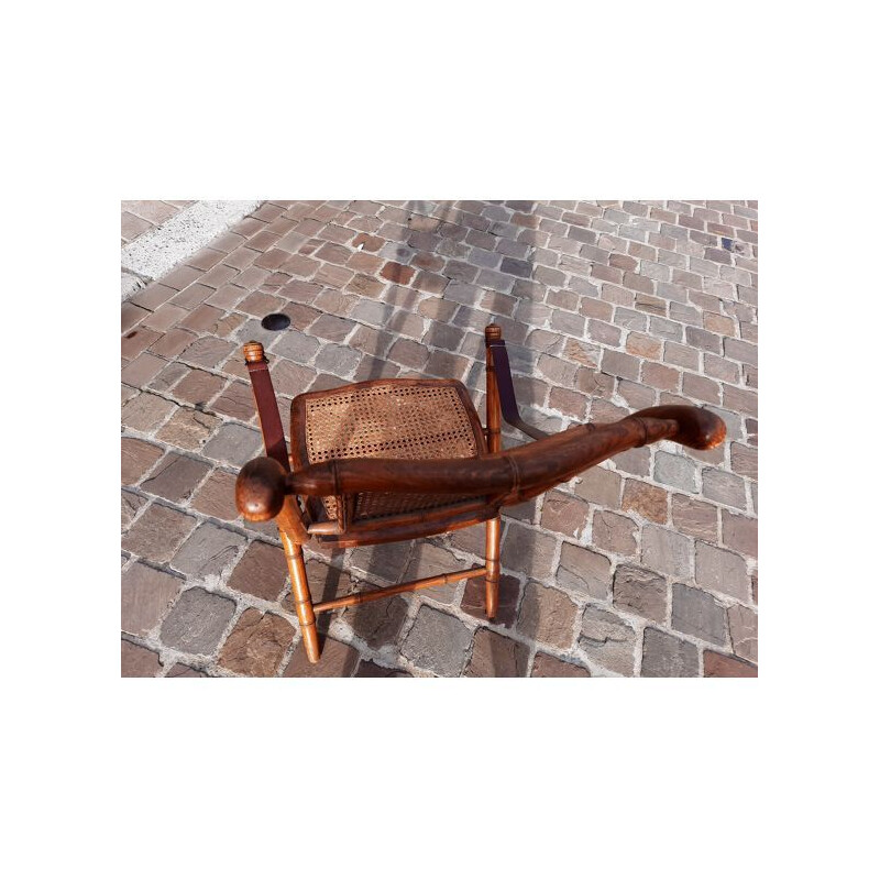 Vintage folding chair with cane