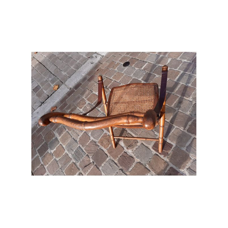 Vintage folding chair with cane