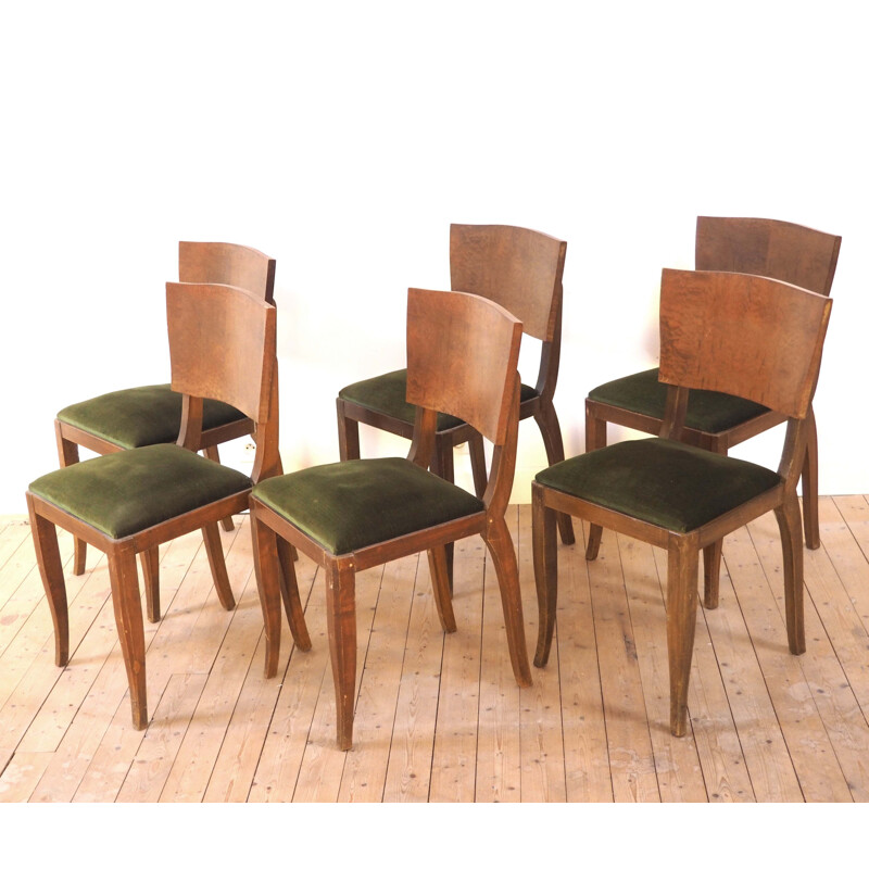 Set of 6 vintage chairs 1940s