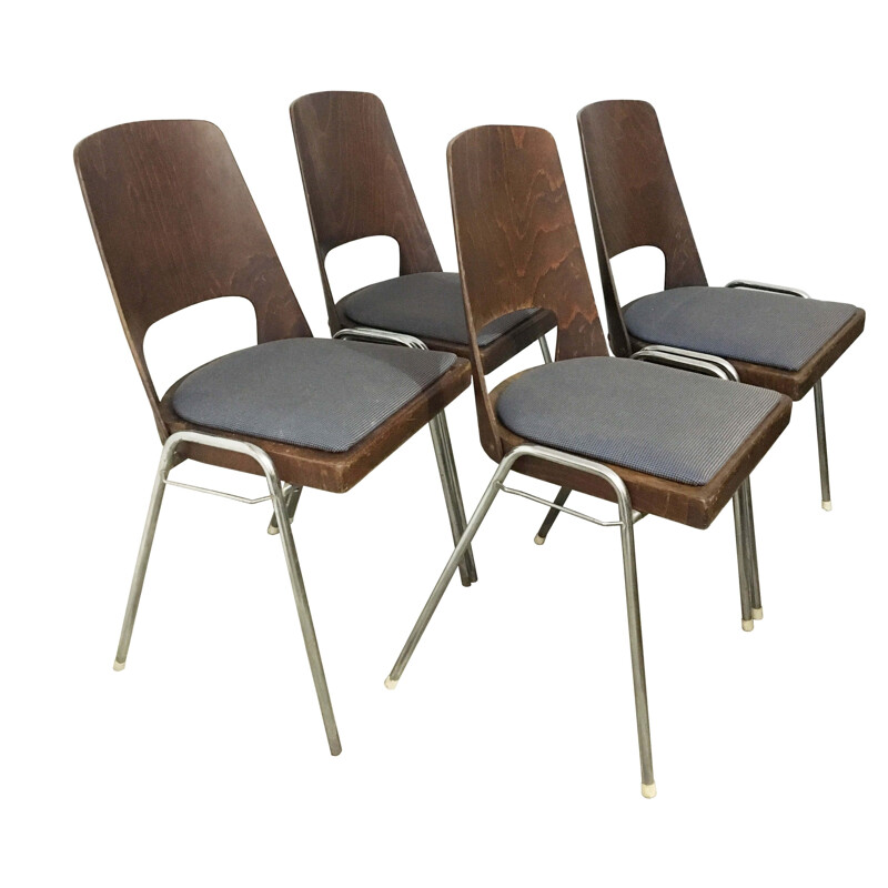 Set of 4 vintage Baumann barrel chairs
