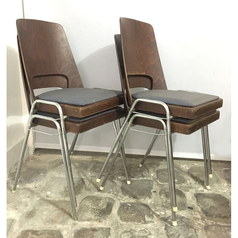 Lot de 4 chaises vintage tonneau Baumann