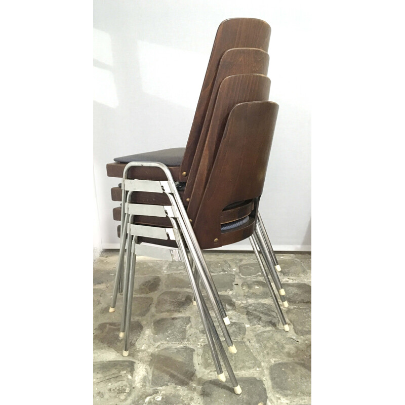 Set of 4 vintage Baumann barrel chairs