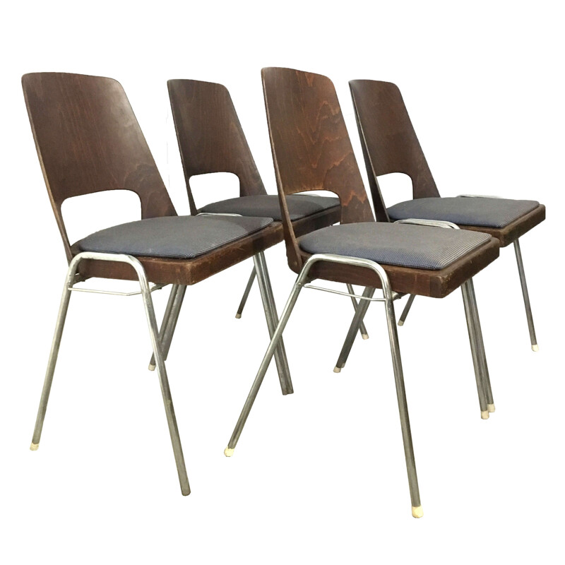 Conjunto de 4 cadeiras de barril Baumann vintage