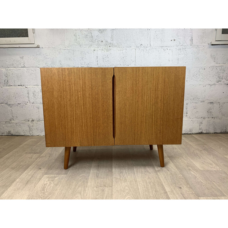 Vintage teak sideboard with solid doors, Scandinavian 1960s