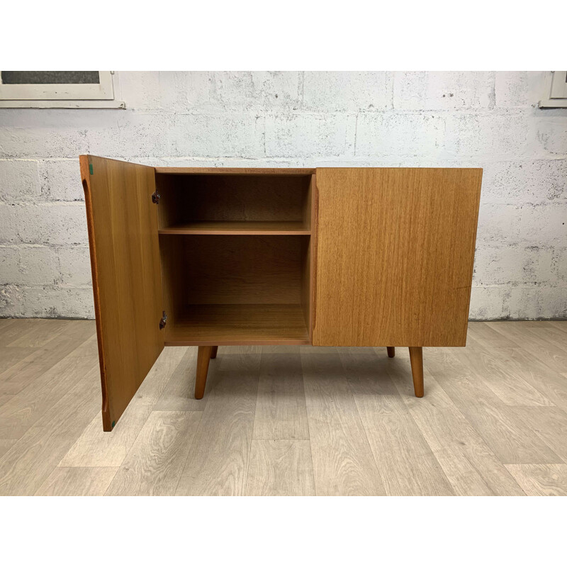 Vintage teak sideboard with solid doors, Scandinavian 1960s