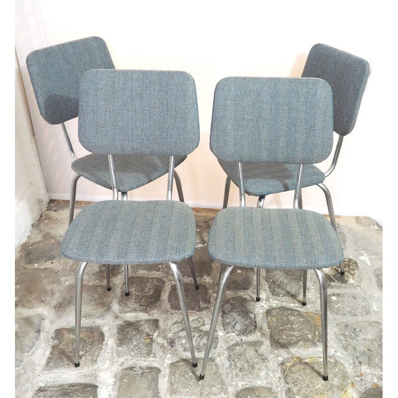 Set van 4 vintage opnieuw beklede stoelen